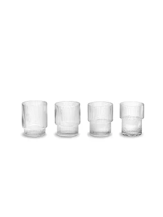 FERM LIVING | Set di 4 bicchieri RIPPLE grigio fumé | transparent